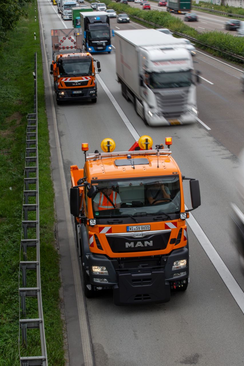 MAN aFAS-Projekt Seit März 2018 ist der MAN-Prototyp im Pilotbetrieb auf der Autobahn unterwegs.