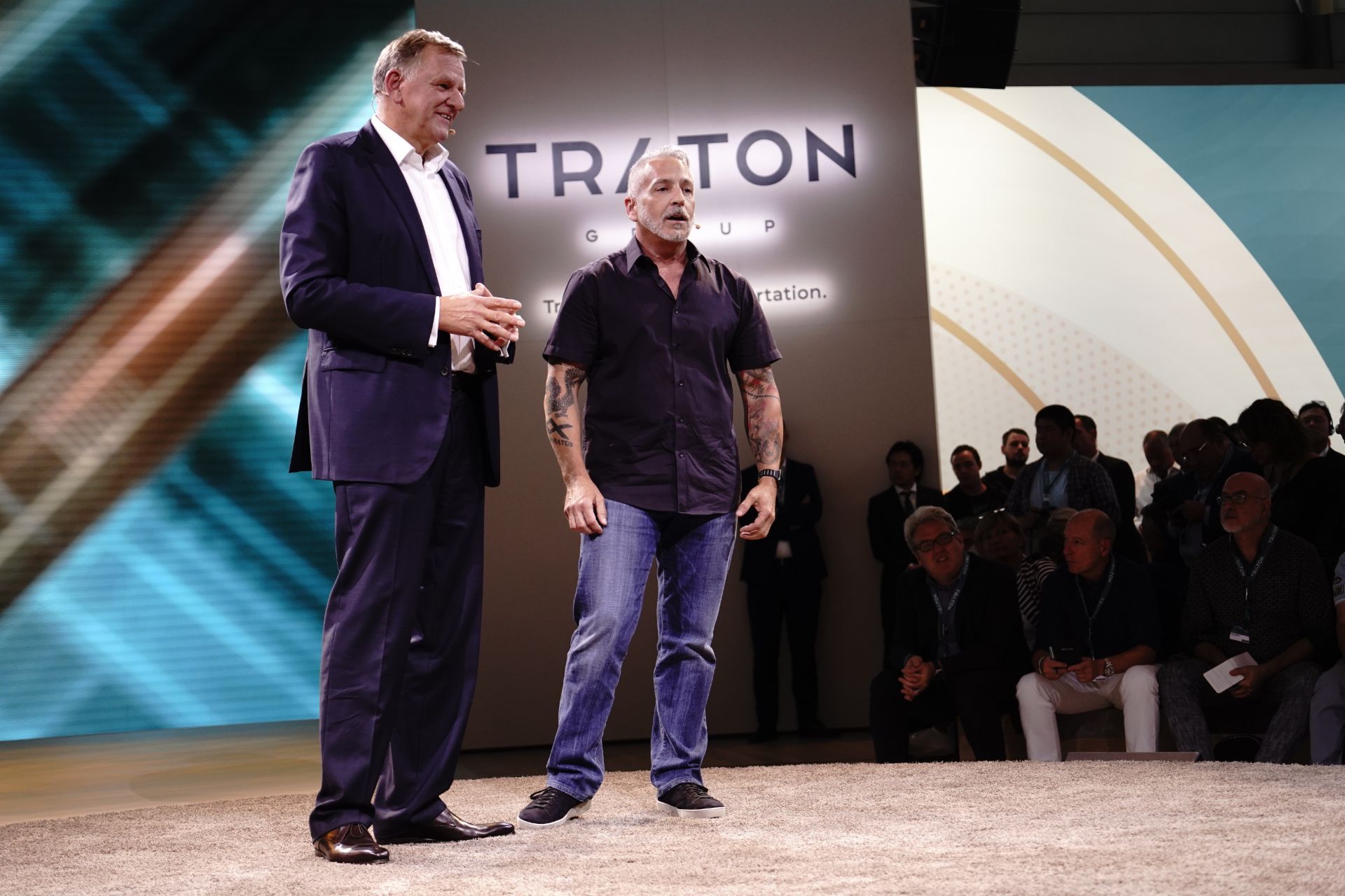 Andreas Renschler, CEO TRATON and Tony Aquila, CEO Solera at IAA 2018