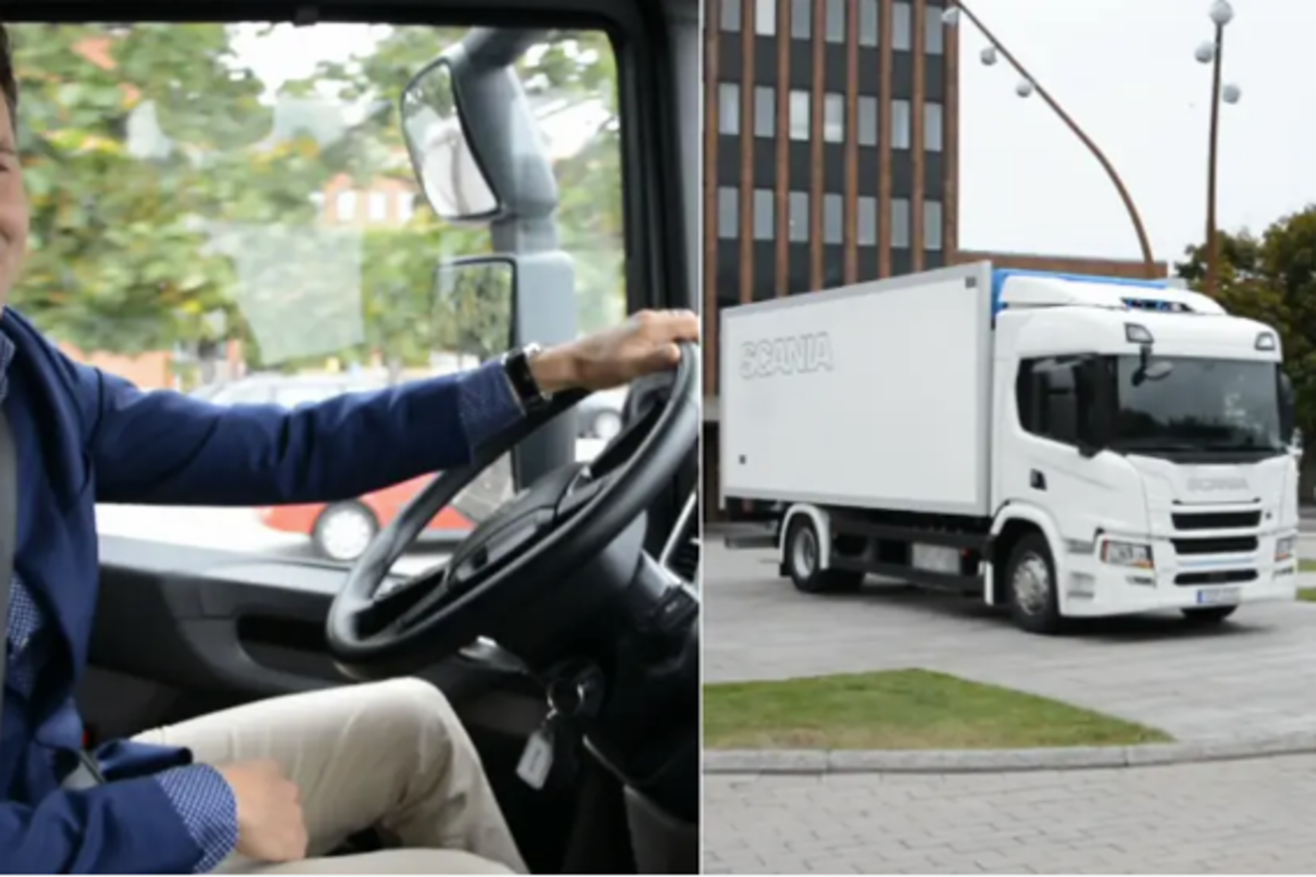 Anders Lampinen im vollelektrischen Scania LKW