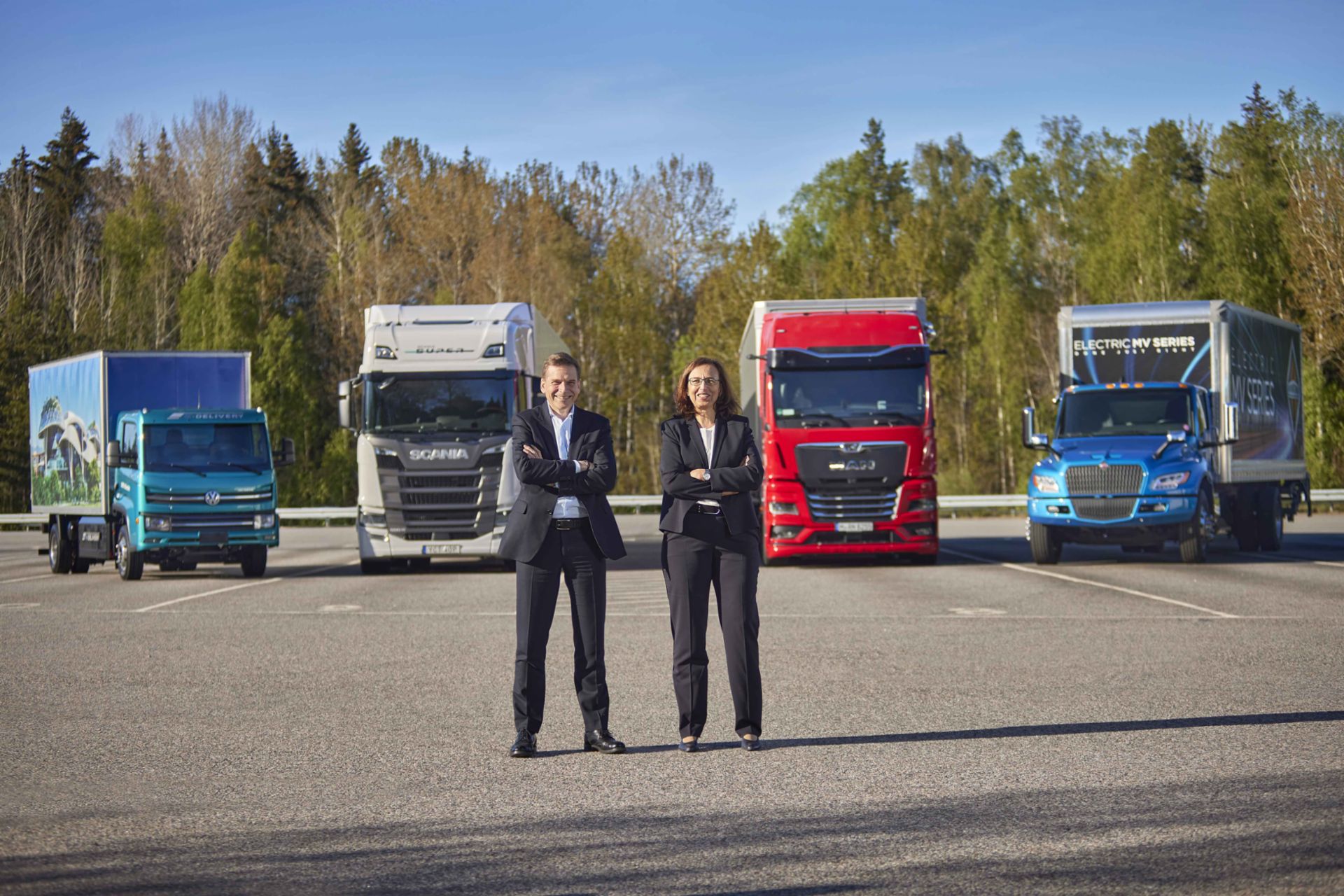 Christian Levin, CEO der TRATON GROUP und Annette Danielski, CFO der TRATON GROUP beim TRATON GROUP Capital Markets Day in Södertälje. 