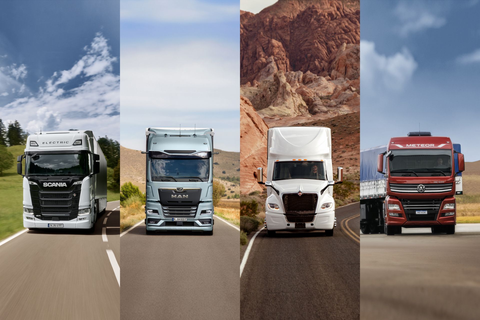 Four trucks, without TRATON logo